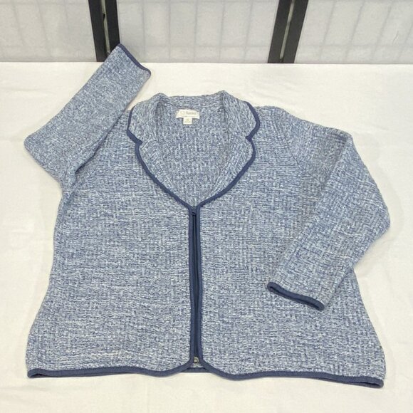 C.J. Banks Blue Zip Front Cardigan Sweater Woven Knit Long Sleeve Cozy Layer 3X - Picture 7 of 12